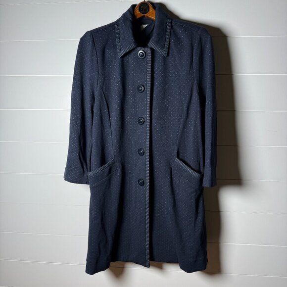 NWOT CABI Carriage Jacket #5658 Navy Blue Long Overcoat Women’s Large - Picture 1 of 13